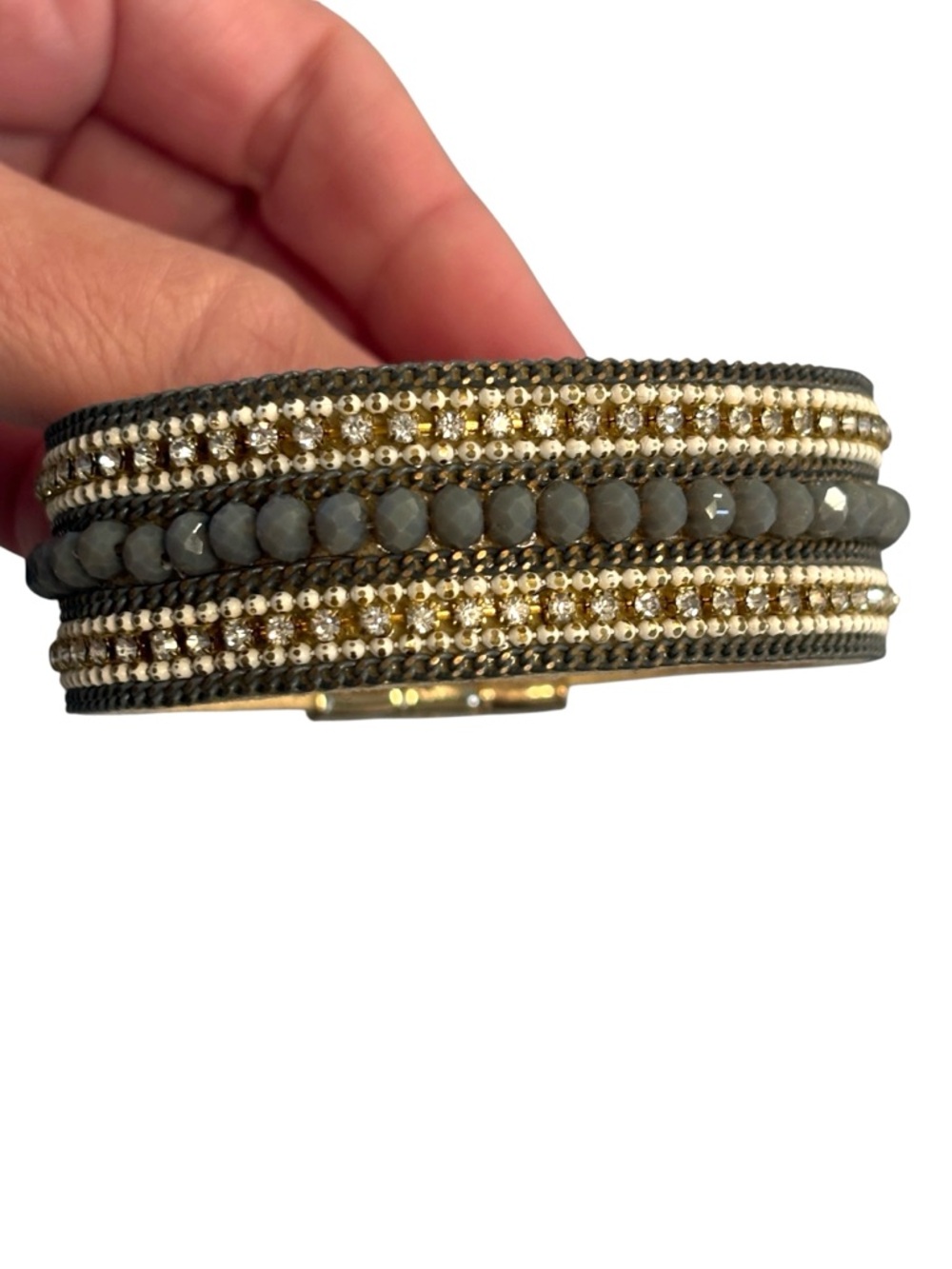 Magnetic Beaded Rhinestone Multilayer Design Bracelet - Picture 3 of 9